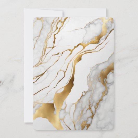抽象芸術金ゴールドと白い大理石の結婚式の招待 招待状 (裏面)