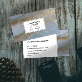 抽象芸術金ゴールドと繊細なブルーアルコールインクリキッドアート 名刺