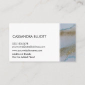 抽象芸術金ゴールドと繊細なブルーアルコールインクリキッドアート 名刺 (裏面)