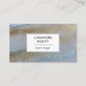 抽象芸術金ゴールドと繊細なブルーアルコールインクリキッドアート 名刺 (正面)