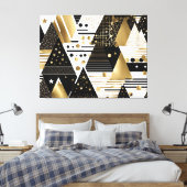 抽象芸術金ゴールドと黒い三角形のキャンバス印刷 キャンバスプリント (インサイチュ (寝室))