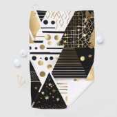 抽象芸術金ゴールドと黒い三角形のゴルフタオル ゴルフタオル (インサイチュ)