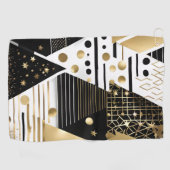 抽象芸術金ゴールドと黒い三角形のゴルフタオル ゴルフタオル (横)