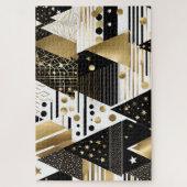 抽象芸術金ゴールドと黒い三角形のパズル ジグソーパズル (縦)