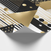 抽象芸術金ゴールドと黒い三角形のラッピング紙 ラッピングペーパー (角)