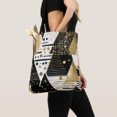 抽象芸術金ゴールドと黒い三角形トートバッグ トートバッグ (クローズアップ)