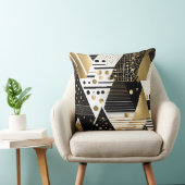 抽象芸術金ゴールドと黒い三角形ピロー クッション (椅子)