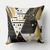 抽象芸術金ゴールドと黒い三角形ピロー クッション (裏面)