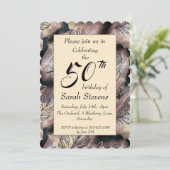 抽象芸術金ゴールドと黒と羽50誕生日 招待状 (スタンド正面)
