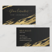 抽象芸術金ゴールドのブラシストローク 名刺 (正面/裏面)