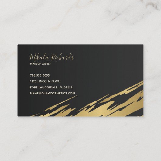 抽象芸術金ゴールドのブラシストローク 名刺 (裏面)