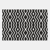 抽象芸術金ゴールドの白黒の波状ストライプ線 ラッピングペーパーシート (正面3)