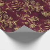 抽象芸術金ゴールドの花が赤 ラッピングペーパー (角)