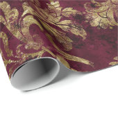 抽象芸術金ゴールドの花が赤 ラッピングペーパー (ロールコーナー)