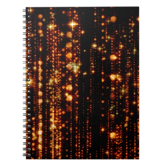 抽象芸術金ゴールドは明るい粒子と炎を伴う雨 ノートブック (正面)