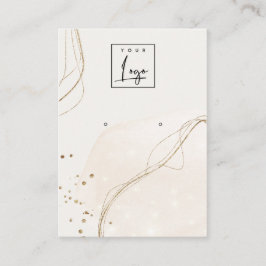 抽象芸術金ゴールドアイボリースタッドイヤリングロゴ表示 名刺