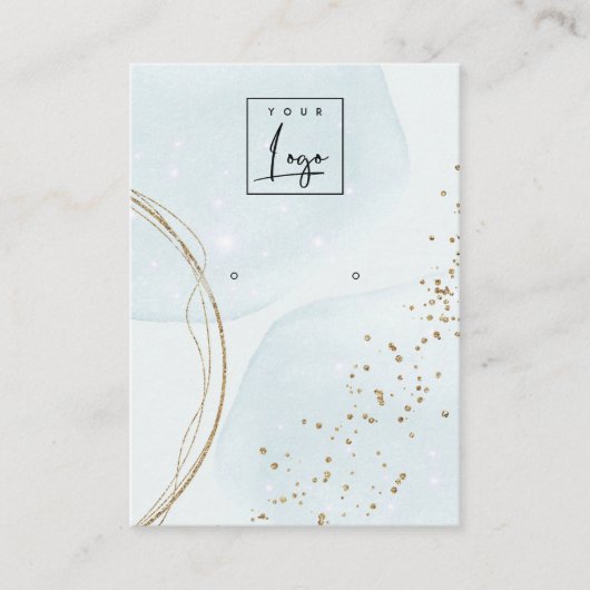 抽象芸術金ゴールドアクアブルースタッドイヤリングロゴディスプレイ 名刺 (正面)