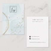 抽象芸術金ゴールドアクアブルースタッドイヤリングロゴディスプレイ 名刺 (正面/裏面)