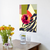 抽象芸術金ゴールドアクセント《植物》百日草フラワーアート 箔ポスター (レイダウン (キッチン))