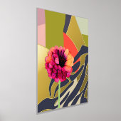 抽象芸術金ゴールドアクセント《植物》百日草フラワーアート 箔ポスター (レイダウン)