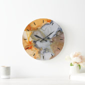 抽象芸術金ゴールドアプリコットグレー(数字なし) ラージ壁時計 (ホーム)