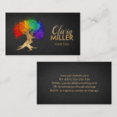 抽象芸術金ゴールドインク色(ばちゃばちゃ)跳ねるツリー 名刺 (正面/裏面)