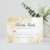 抽象芸術金ゴールドウェディングRSVPカード 出欠カード (スタンド正面)