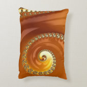 抽象芸術金ゴールドオレンジ色のグラデーション緩和曲線フラクタル アクセントクッション (裏面(縦))