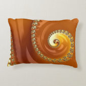 抽象芸術金ゴールドオレンジ色のグラデーション緩和曲線フラクタル アクセントクッション (裏面)
