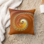 抽象芸術金ゴールドオレンジ色のグラデーション緩和曲線フラクタル クッション (ブランケット)