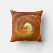 抽象芸術金ゴールドオレンジ色のグラデーション緩和曲線フラクタル クッション (裏面)