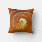 抽象芸術金ゴールドオレンジ色のグラデーション緩和曲線フラクタル クッション (正面)