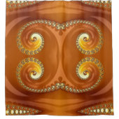 抽象芸術金ゴールドオレンジ色のグラデーション緩和曲線フラクタル シャワーカーテン (正面)