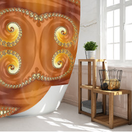 抽象芸術金ゴールドオレンジ色のグラデーション緩和曲線フラクタル シャワーカーテン