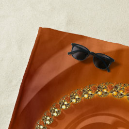 抽象芸術金ゴールドオレンジ色のグラデーション緩和曲線フラクタル ビーチタオル