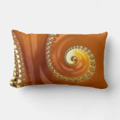 抽象芸術金ゴールドオレンジ色のグラデーション緩和曲線フラクタル ランバークッション (正面)