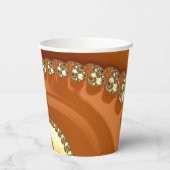 抽象芸術金ゴールドオレンジ色のグラデーション緩和曲線フラクタル 紙コップ (裏面)