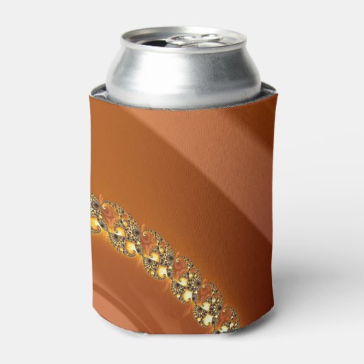 抽象芸術金ゴールドオレンジ色のグラデーション緩和曲線フラクタル 缶クーラー (缶正面)