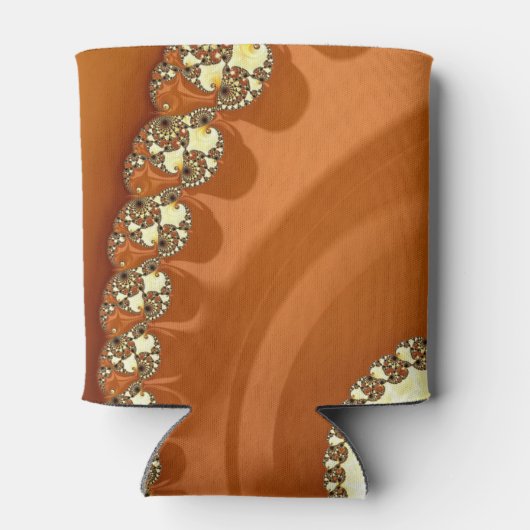 抽象芸術金ゴールドオレンジ色のグラデーション緩和曲線フラクタル 缶クーラー (裏面)