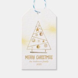 抽象芸術金ゴールドオーナメントツリーメリークリスマス ギフトタグ