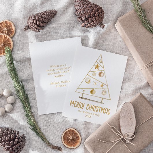 抽象芸術金ゴールドオーナメントツリーメリークリスマス シーズンカード