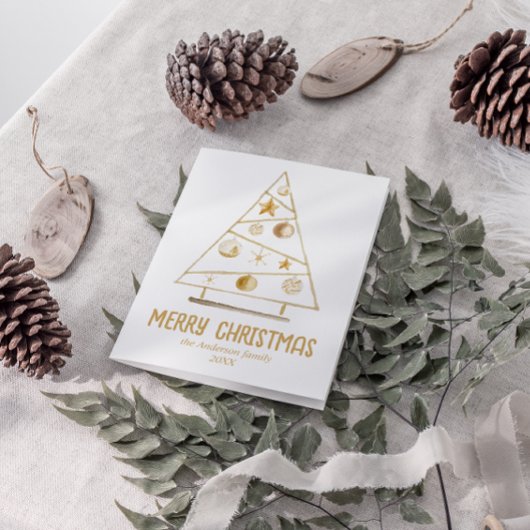 抽象芸術金ゴールドオーナメントツリーメリークリスマス シーズンカード