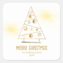 抽象芸術金ゴールドオーナメントツリーメリークリスマス スクエアシール