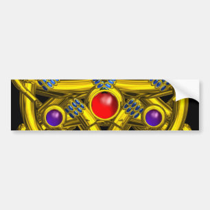 抽象芸術金ゴールドカラフルケルト結び目模様 バンパーステッカー