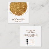 抽象芸術金ゴールドグリッタースクリプト名メイクアップアーティスト スクエア名刺 (正面/裏面)