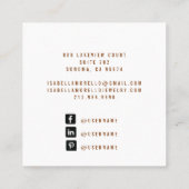 抽象芸術金ゴールドグリッタースクリプト名メイクアップアーティスト スクエア名刺 (裏面)