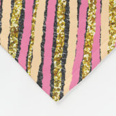 抽象芸術金ゴールドグリッタースパークルモノグラム フリースブランケット (角)