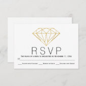 抽象芸術金ゴールドグリッターダイヤモンドウェディングRSVPカード 出欠カード (正面/裏面)