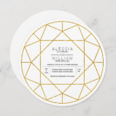 抽象芸術金ゴールドグリッターダイヤモンド結婚ジュエル 招待状 (正面/裏面)