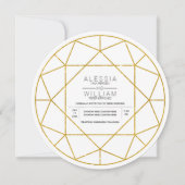 抽象芸術金ゴールドグリッターダイヤモンド結婚ジュエル 招待状 (正面)